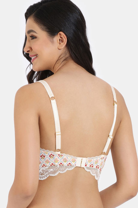 Zivame X Monisha Jaising Padded Non Wired Medium Coverage Lace Bra - Ecru Bouquet Print — image 2